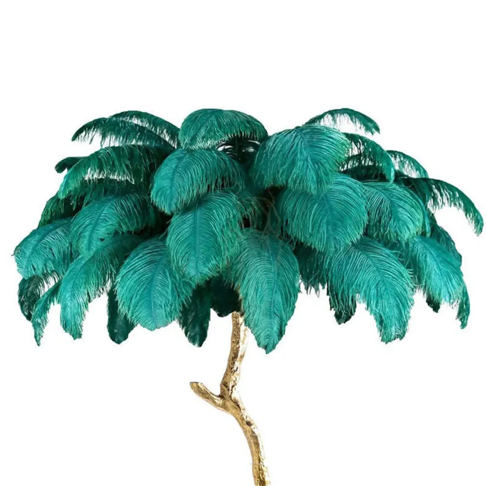 White Feather Tree Design Table Lamp