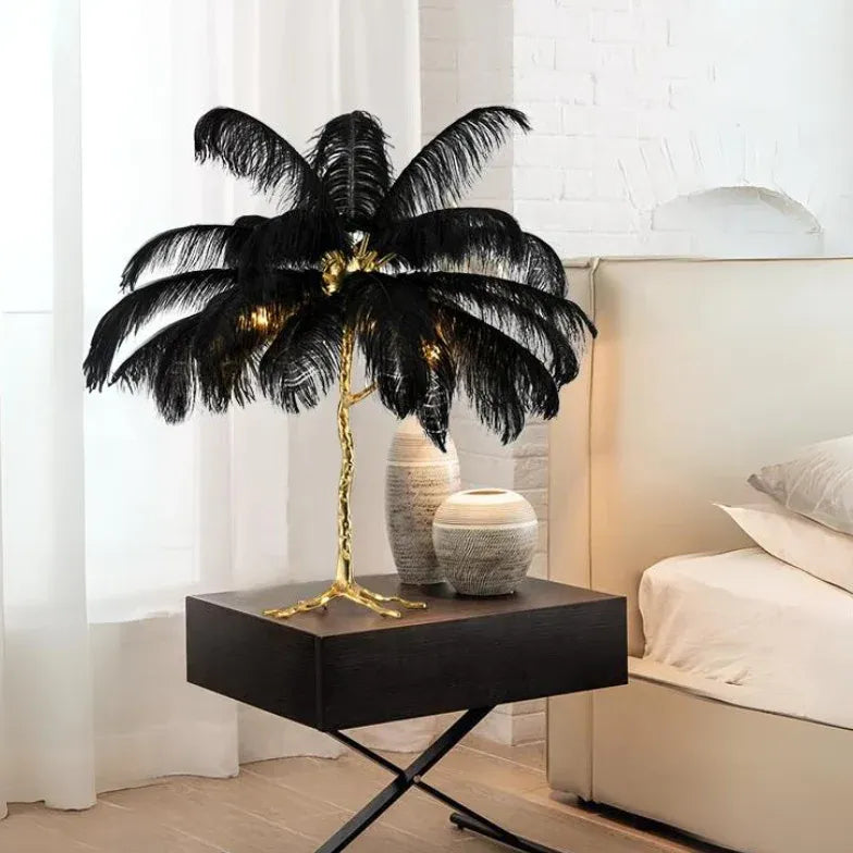 White Feather Tree Design Table Lamp