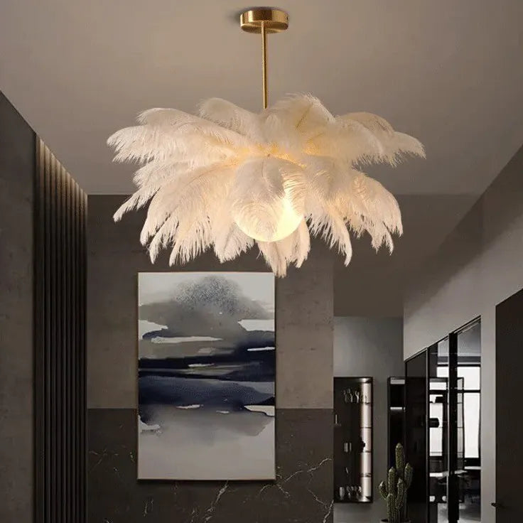 Feather Decor Design Modern White Pendant Light