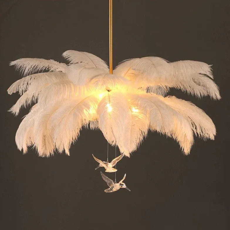 Feather Decor Design Modern White Pendant Light