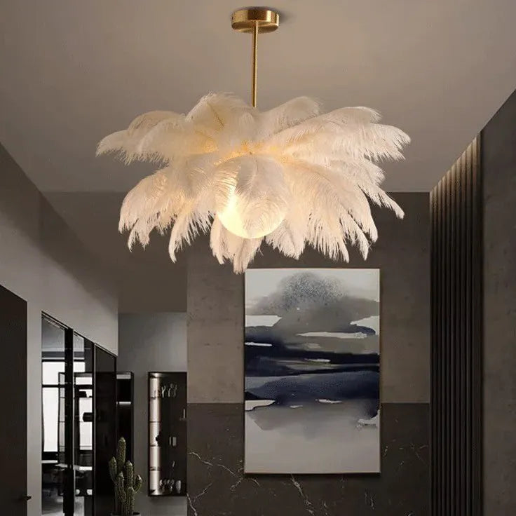 Feather Decor Design Modern White Pendant Light