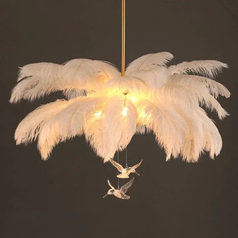 Feather Decor Design Modern White Pendant Light