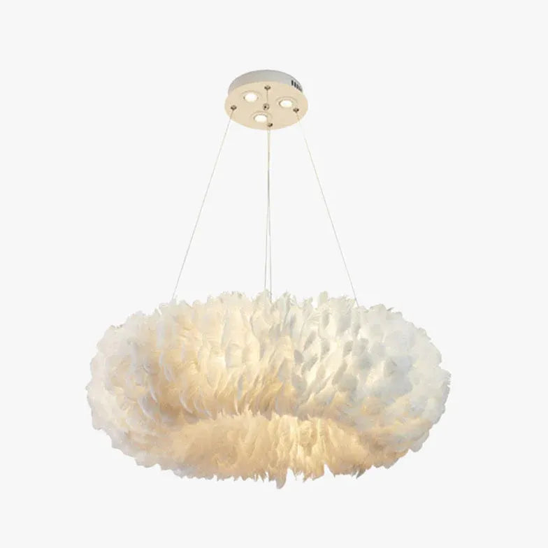 Plush Feathers Bedroom White Pendant Light