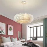 Plush Feathers Bedroom White Pendant Light