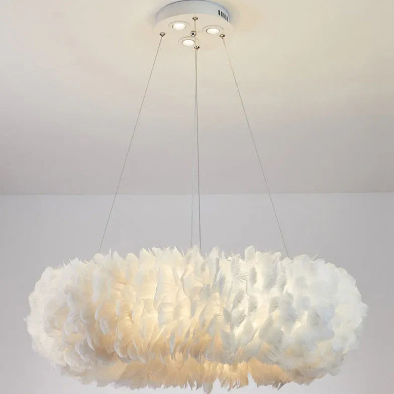 Plush Feathers Bedroom White Pendant Light