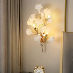 Aplique de Pared para Habitación con Diseño de Hojas de Ginkgo en Cerámica
