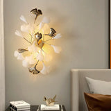 Aplique de Pared para Habitación con Diseño de Hojas de Ginkgo en Cerámica