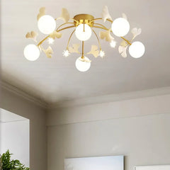Plafón de empotrar con diseño de ramas de ginkgo en color dorado
