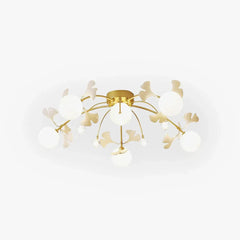 Plafón de empotrar con diseño de ramas de ginkgo en color dorado