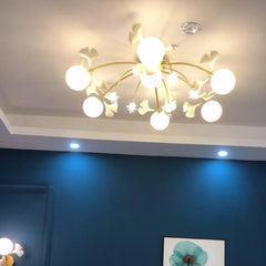 Plafón de empotrar con diseño de ramas de ginkgo en color dorado