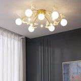 Bending Stars Bedroom Gold Flush Ceiling Lights