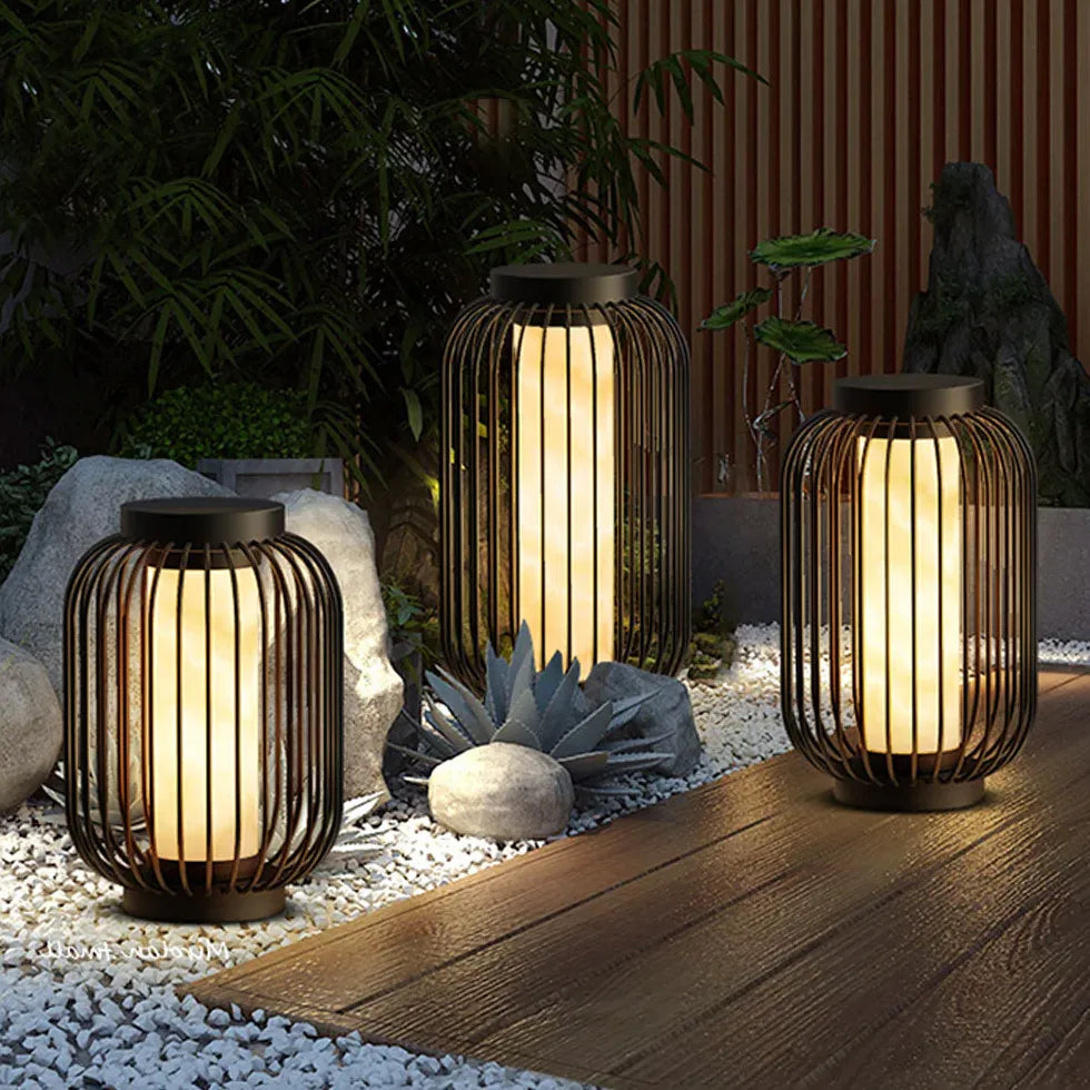 Brown Lantern Cylinder Outdoor Floor lamps