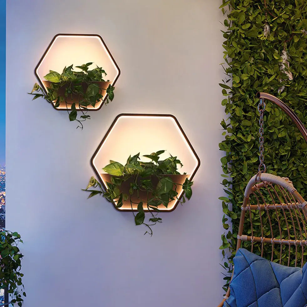 Lámparas de pared LED para exteriores con forma de planta hexagonal 