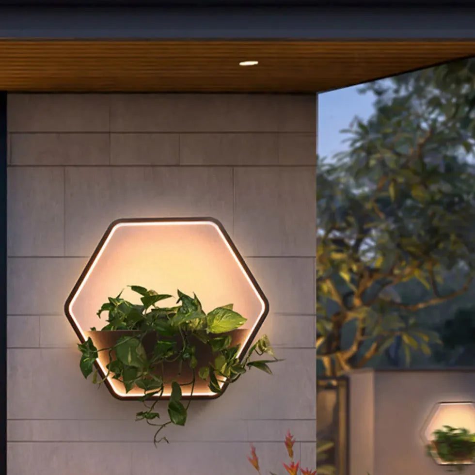 Lámparas de pared LED para exteriores con forma de planta hexagonal 