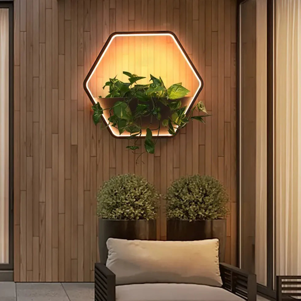 Lámparas de pared LED para exteriores con forma de planta hexagonal 