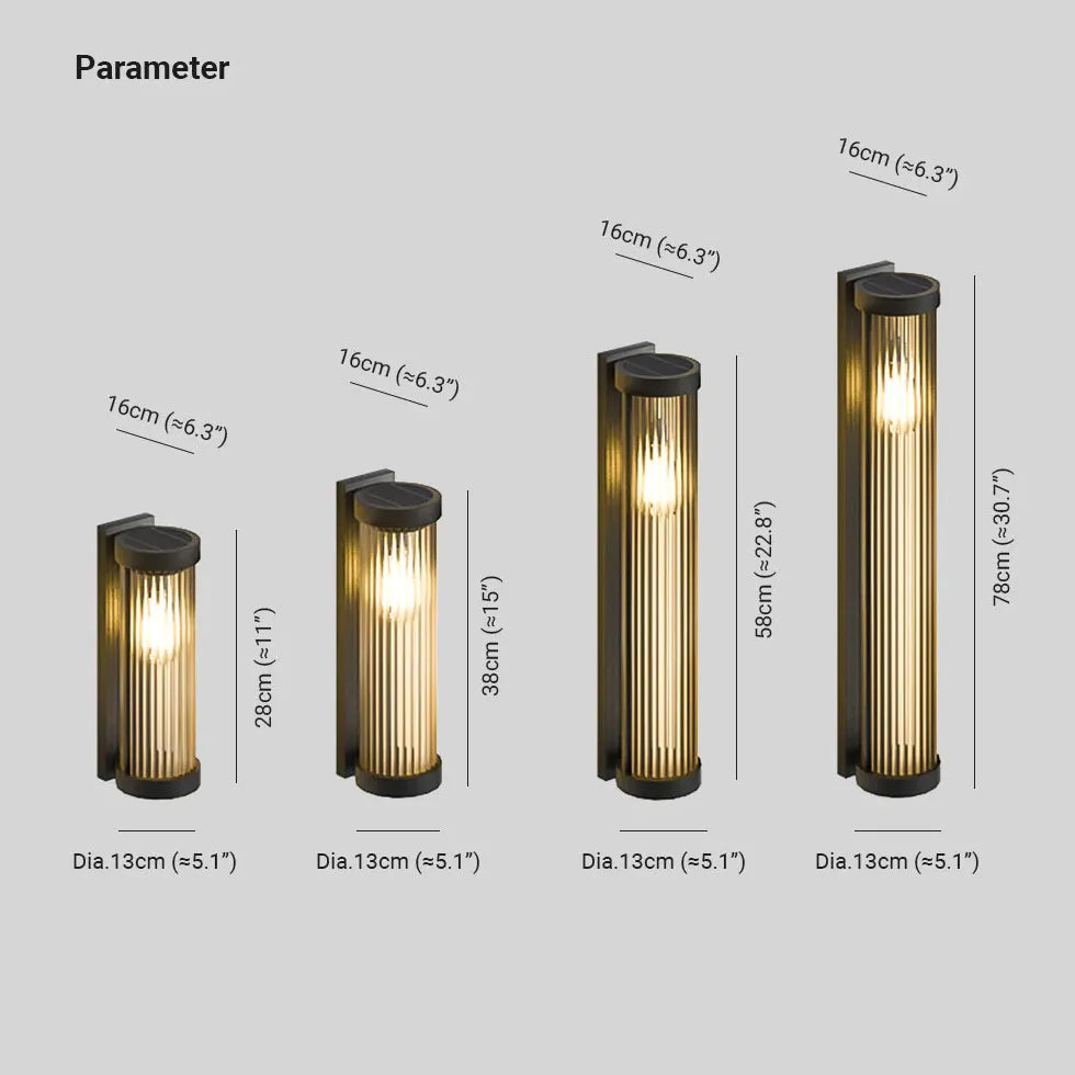 Striped Column Glass Outdoor Wall Lights