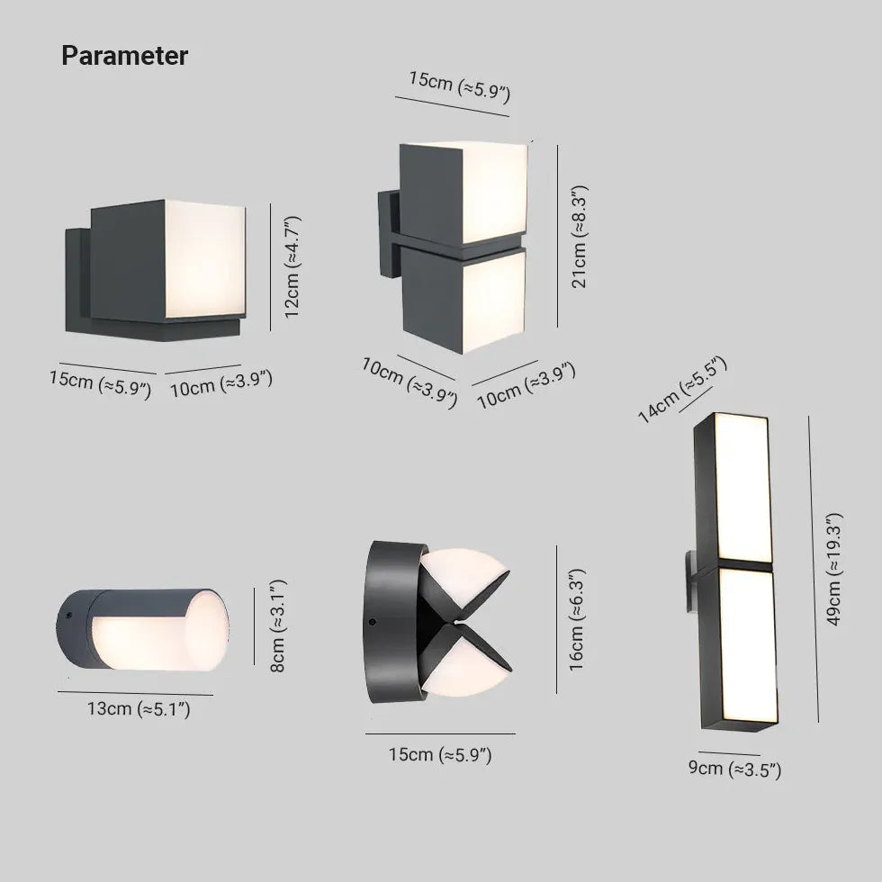 Apliques de pared LED para exterior de color negro giratorios Geometry 