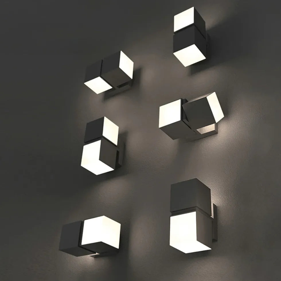 Apliques de pared LED para exterior de color negro giratorios Geometry 