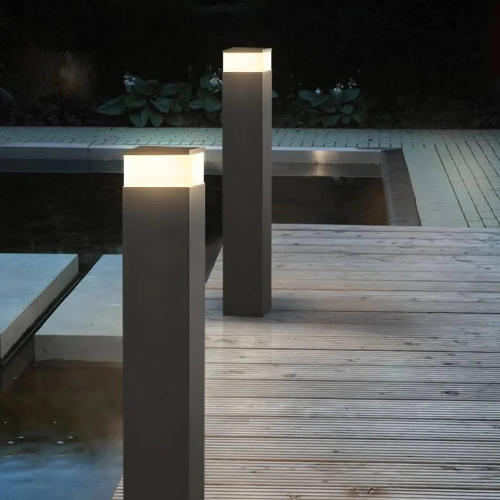 Rectangular Black Modern Bollard Lights