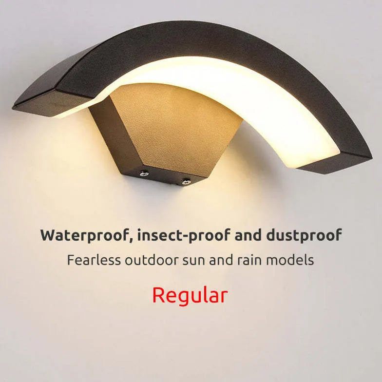 curved wall light black with sensor