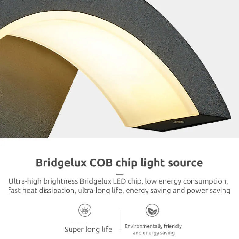 curved wall light black with sensor