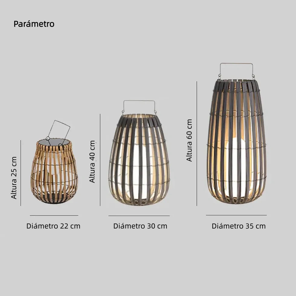 Lámpara de Pie Solar Exterior Impermeable de Ratán Portátil
