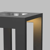 Lámpara de pie exterior solar moderna de metal negra cuadrada para terraza