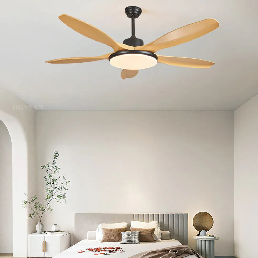 Yellow Bedroom LED Ceiling Fan with Light