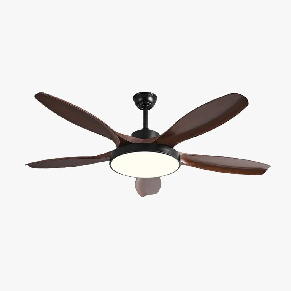 White Disc Wooden Ceiling Fan with Light