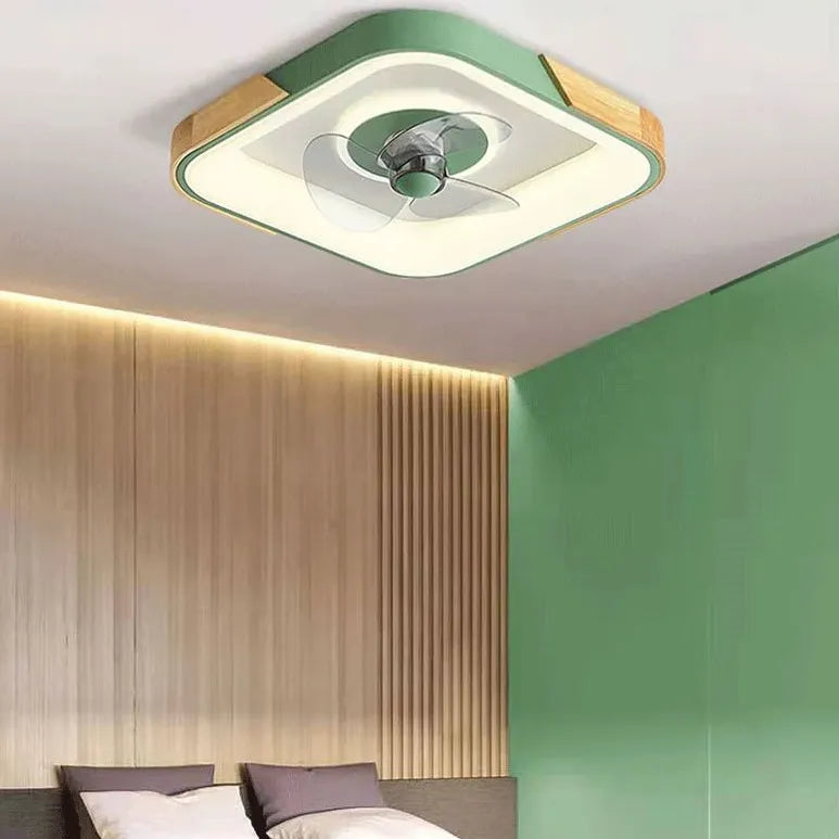 Color-Block Round Ceiling Fan with Light