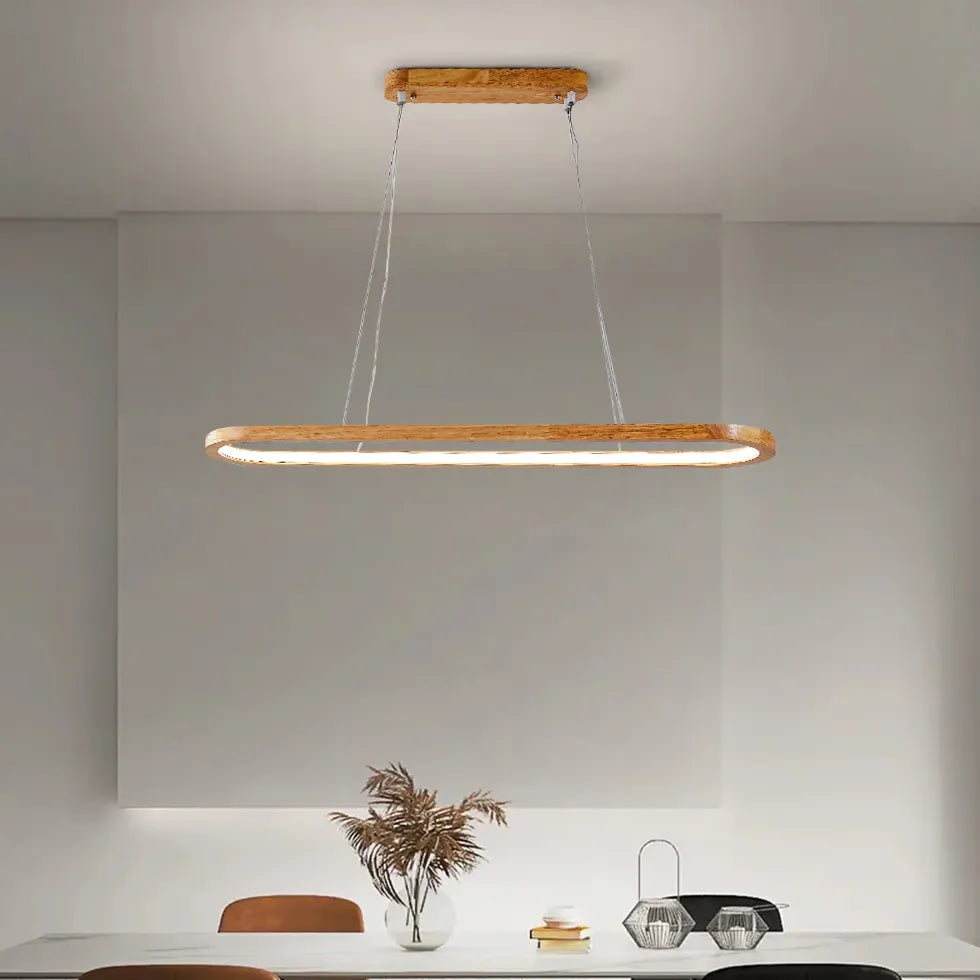 Oval Wooden Minimalist Dining Room Pendant Light