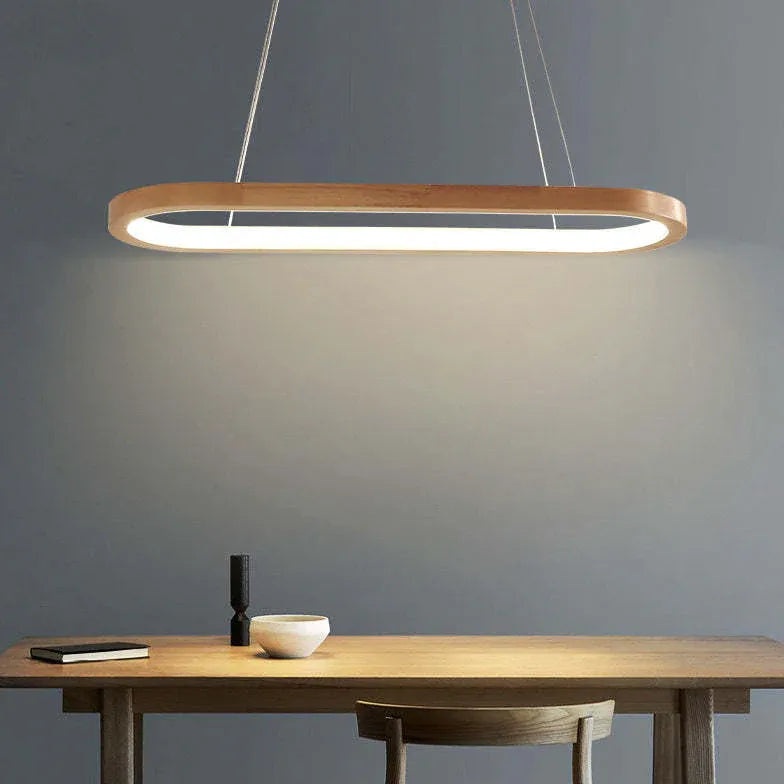 Oval Wooden Minimalist Dining Room Pendant Light