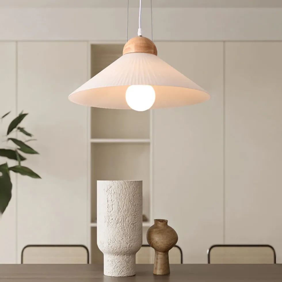 Umbrella-Shaped Wooden Modern Pendant Light