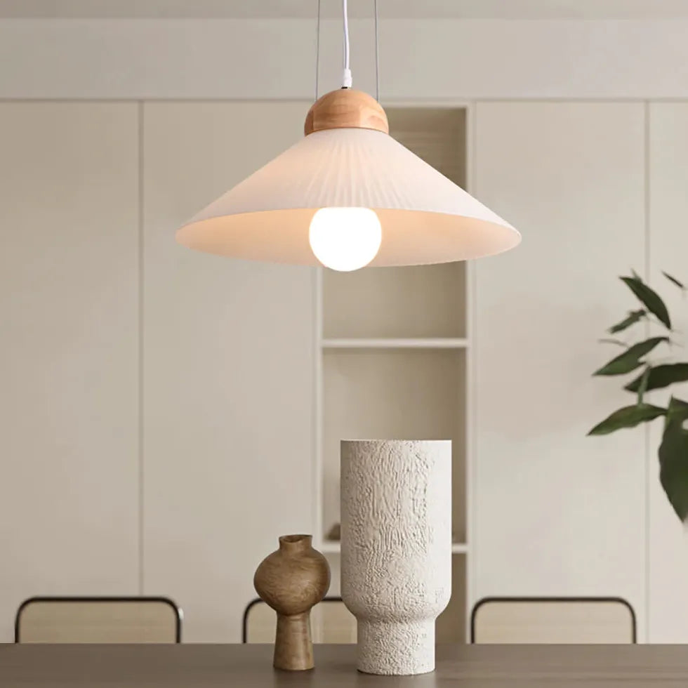 Umbrella-Shaped Wooden Modern Pendant Light