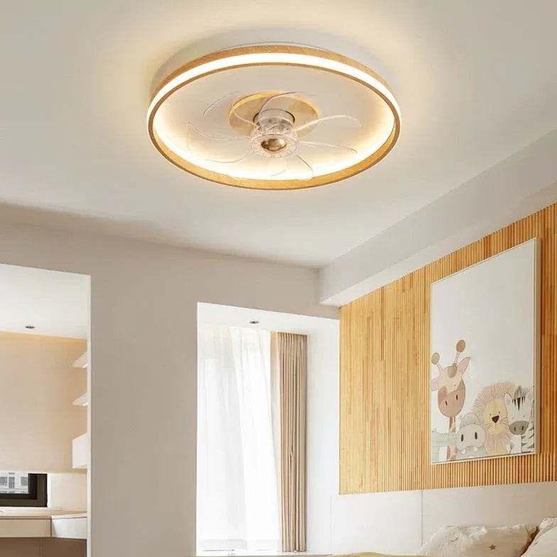 Lamparas de techo en madera con ventilador LED minimalista