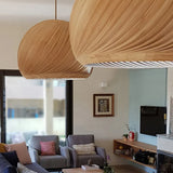 Hemispherical Spiral Wooden Pendant Light