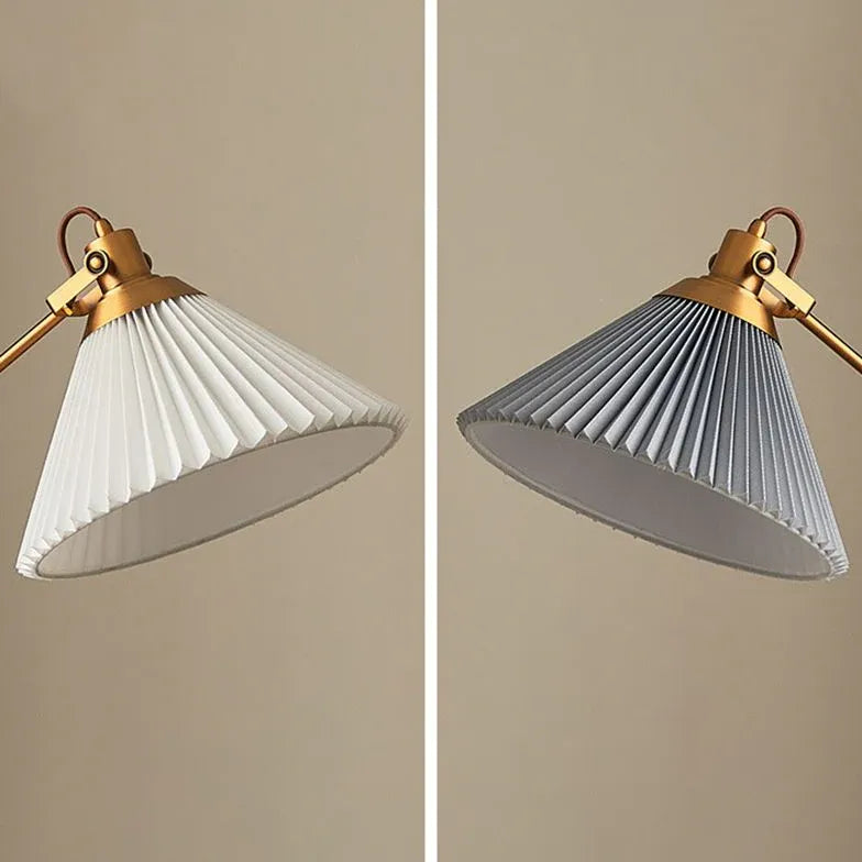 Pleated Cone-Shaped Vintage Adjustable Floor Lamp