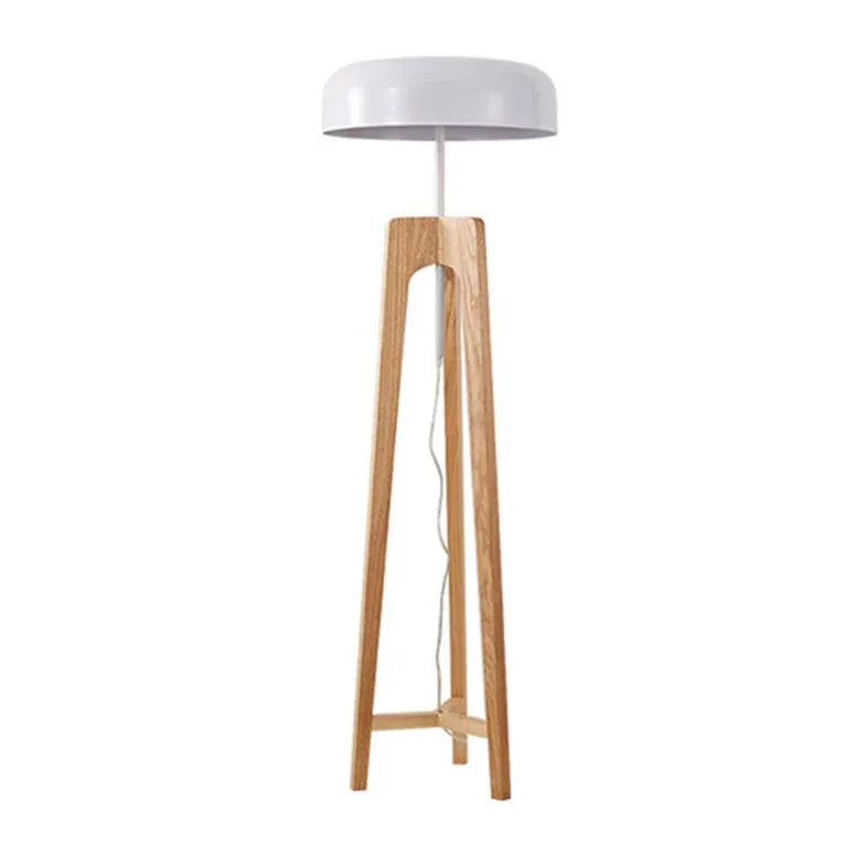 Black Round Wooden Tripod Floor Lamp