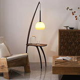 Brown Tripod Floor Lamp with Round Lampshade