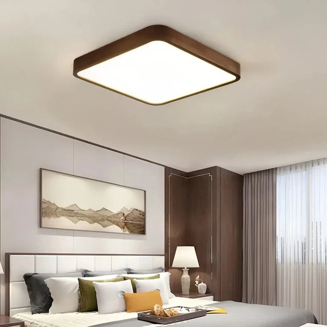 Plafón de techo de madera led regulable nórdico para dormitorio