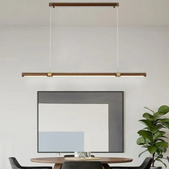 Lámpara Colgante Lineal Estilo Minimalista Efecto Madera