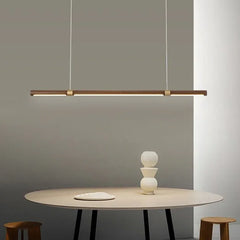 Lámpara Colgante Lineal Estilo Minimalista Efecto Madera