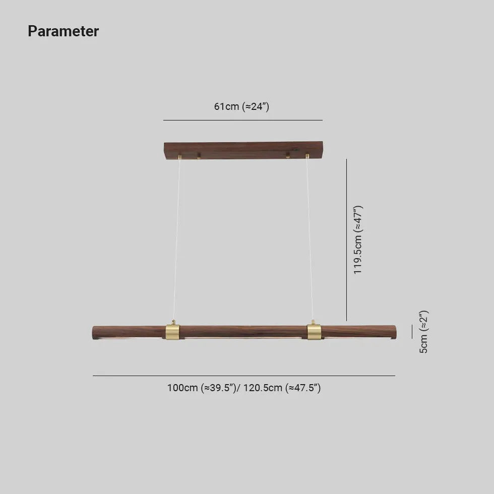 Cilíndrico delgado comedor de madera luz colgante