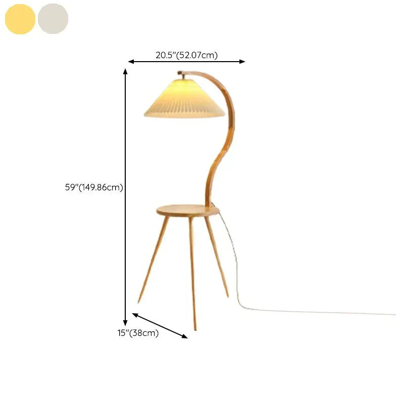 Lámpara de pie con trípode de madera maciza para mesa de té 