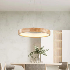 Lampara circular colgante diseño de madera natural