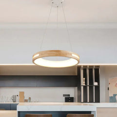 Lampara circular colgante diseño de madera natural