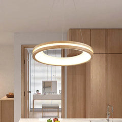 Lampara circular colgante diseño de madera natural