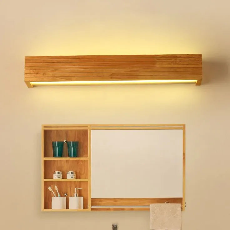 Rectangle Wooden Led Bathroom Wall Lights