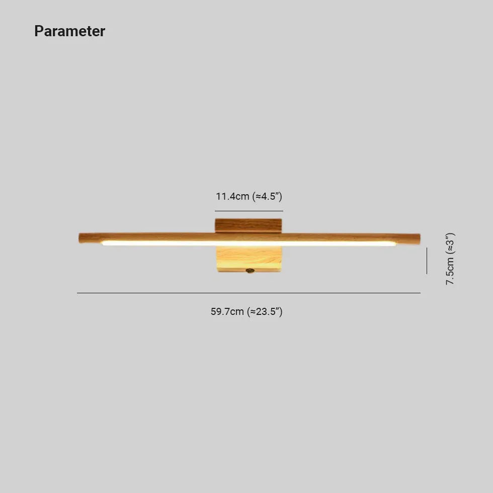 Luces LED de espejo de madera lineales rústicas 