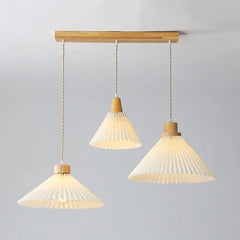 Lámpara Colgante de 3 Luces con Tela Arrugada